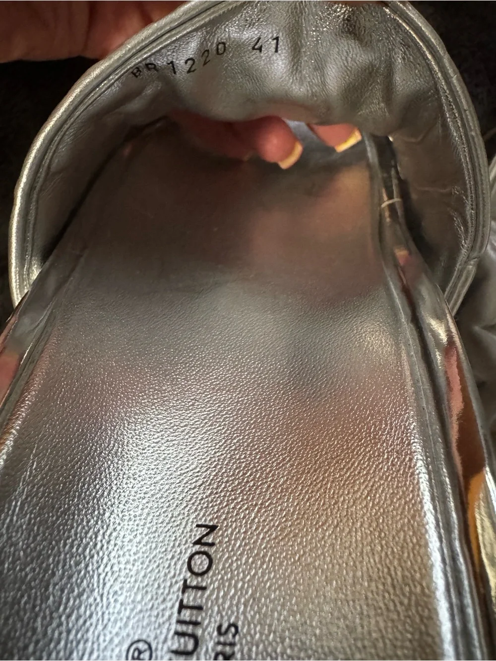 Louis Vuitton Silver Monogram Platform Slides